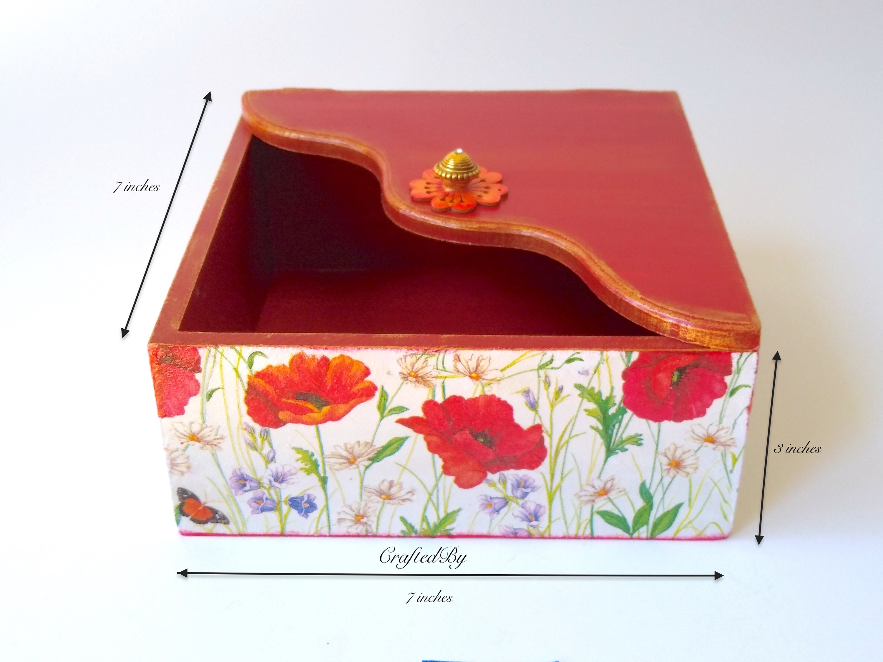 Red Poppy Decorative Box Square Tissue Box Tissue Holder Etsy UK
