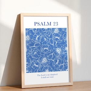 Psalm Scripture Wall Art Print, Christian Wall Art, Wall Decor, Christian Poster, Physical Print, Art Gift, Bible Verse Art, Blue Poster
