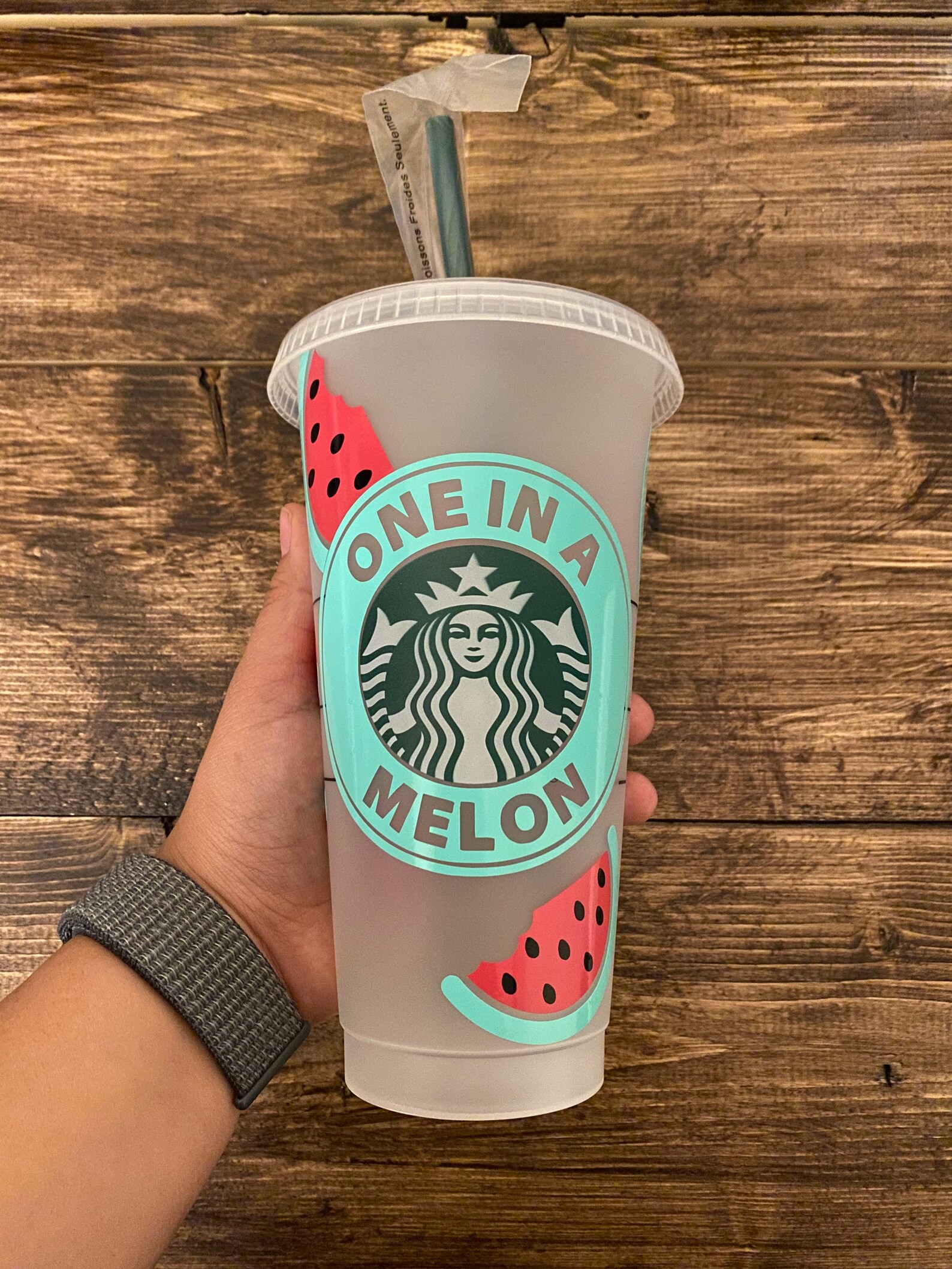 One in a Melon/starbucks Cup/venti/custom/watermelon/gift/cold Etsy