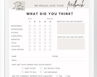 Open House Feedback Form,  editable canva template, Open House printable, Realtor marketing, editable real estate marketing