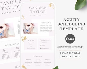 Acuity Scheduling Template, DIY Acuity Template, Canva Template, MUA, acuity booking, editable acuity for makeup artist