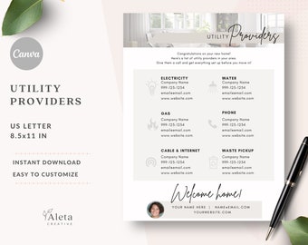 Real Estate Utility Provider Template, Real Estate Marketing Template, Preferred Vendor List, Trusted Vendor List, Neutral Canva Template