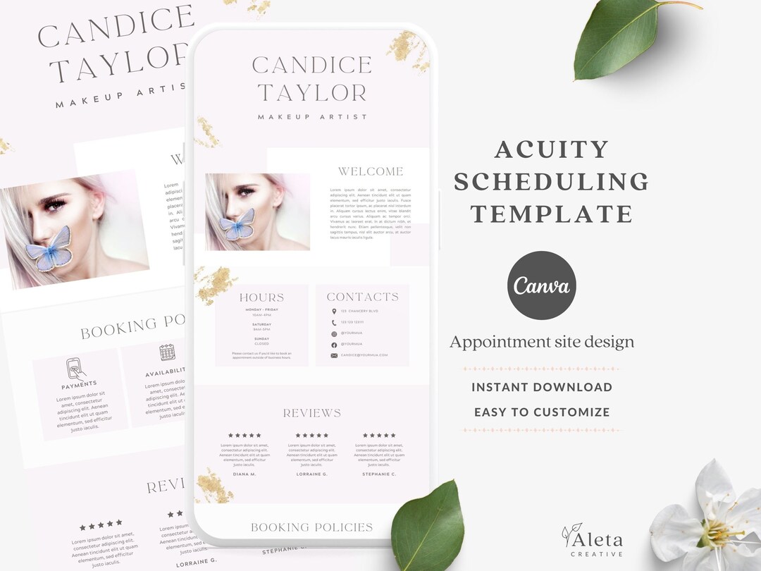 Acuity Scheduling Template, DIY Acuity Template, Canva Template, MUA ...
