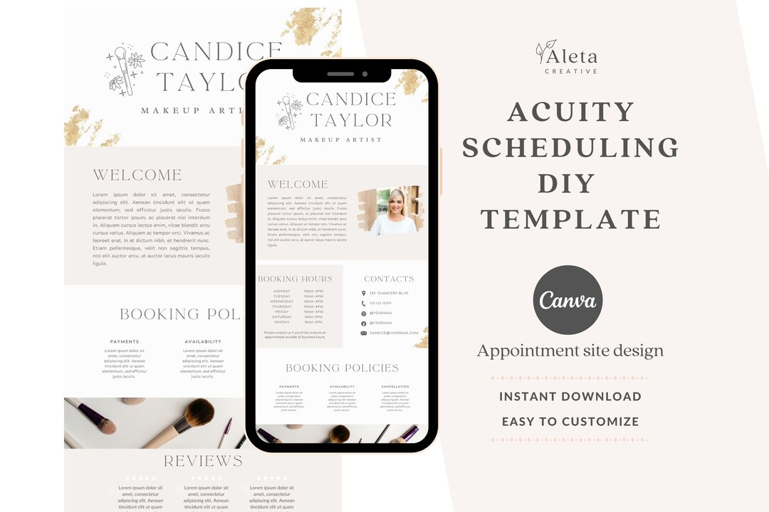 Acuity Scheduling Template, DIY Acuity Template, Canva Template, MUA ...
