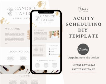 Acuity Scheduling Template, DIY Acuity Template, Canva Template, MUA, acuity booking, editable acuity for makeup artist