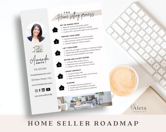 Hoja de ruta para vendedores de vivienda, Marketing inmobiliario, Paquete del proceso de venta de vivienda, Folleto para vendedores de vivienda, Plantilla de Canva, Cronograma de venta de vivienda, Agente inmobiliario