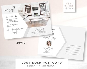 Real Estate Postcard, Just Sold Postcard, Real Estate Marketing, Editable Canva Template, Farming Postcards, Realtor Farming Card