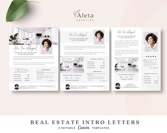 Real Estate Intro Letter Bundle, Realtor Intro Letter, Dear Neighbor Letter, Real Estate Marketing TEmplate, Canva Template, Editable