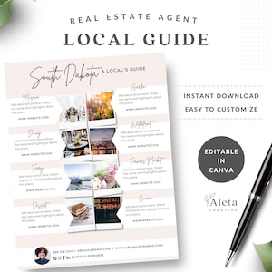 Real Estate Local Guide, Welcome Guide, Real Estate Marketing, City Guide Flyer, Local Template, Community, Canva, instant download