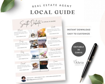 Guía local de bienes raíces, guía de bienvenida, marketing inmobiliario, folleto de guía de la ciudad, plantilla local, comunidad, Canva, descarga instantánea