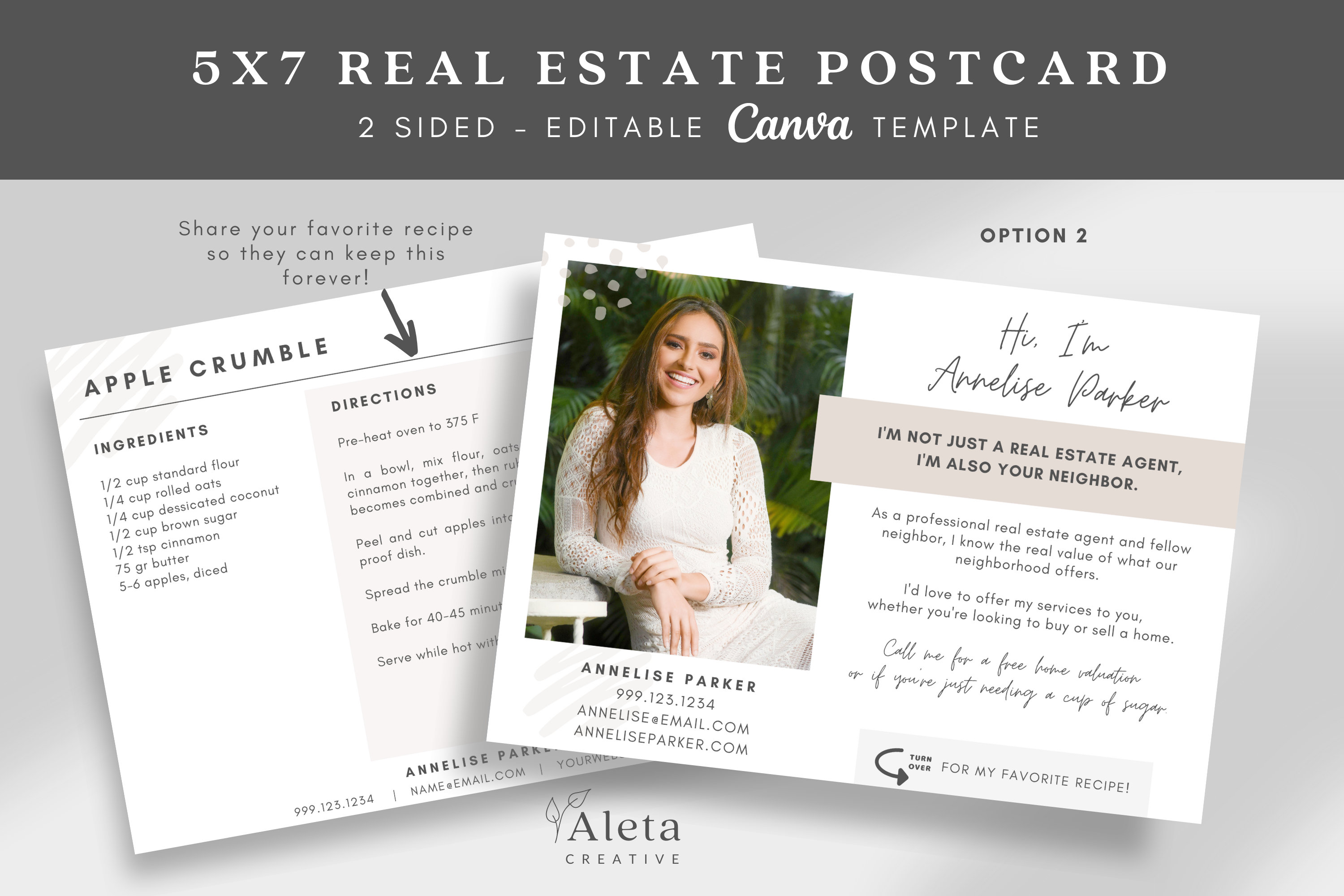 Editable Real Estate Intro With Recipe Card, Realtor Neighbor Card ...
