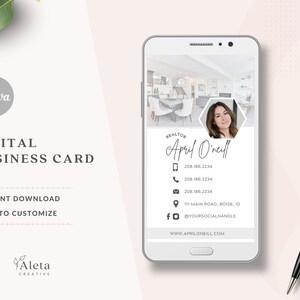Digitale visitekaartje Canva sjabloon, onroerend goed visitekaartje, makelaar marketing, moderne visitekaartje, ondernemer, makelaar
