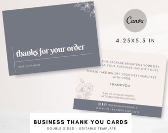 Editable Business Thank You Card, thank you card template, thank you insert card, small business thank you card, Canva Template