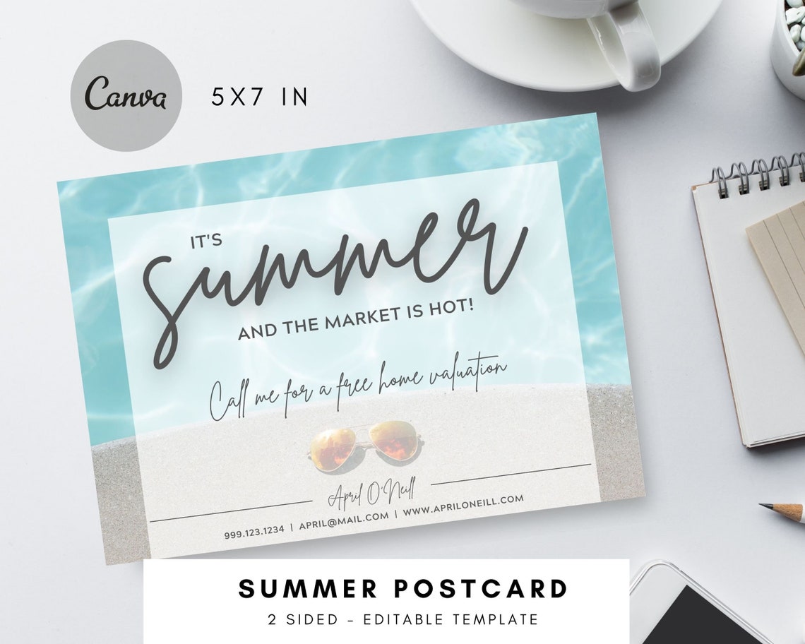 Real Estate Summer Postcard, Realtor Hello Summer Card, Realtor