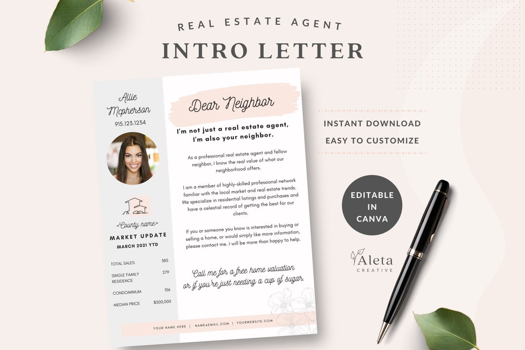 Realtor Introduction, Real Estate Agent Intro Letter, DIY Marketing ...