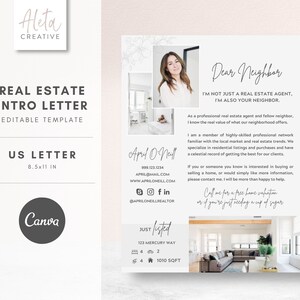不動産紹介チラシ、不動産業者向けレター、不動産マーケティング テンプレート、農業レター、親愛なる近隣不動産業者