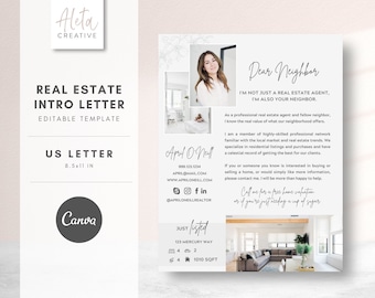 Real Estate Introduction Flyer, Real Estate Agent Letter, Real Estate Marketing Template,  Farming Letter, Dear Neighbor Realtor