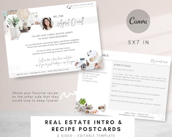 Introducción editable de bienes raíces con tarjeta de recetas, tarjeta de vecino agente inmobiliario, postal de agente inmobiliario, introducción de agente inmobiliario, plantilla Canva, tarjeta agrícola