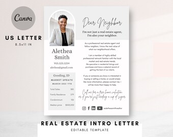 Realtor Introduction, Real Estate Agent Letter, Real Estate Marketing Template, Real Estate Agent Intro Letter, Dear Neighbor Realtor
