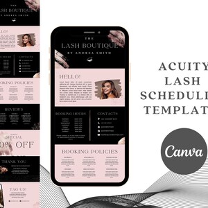 Acuity Scheduling Template, DIY Acuity Template, Canva Template, Lash Tech, acuity booking, editable acuity for lash technician