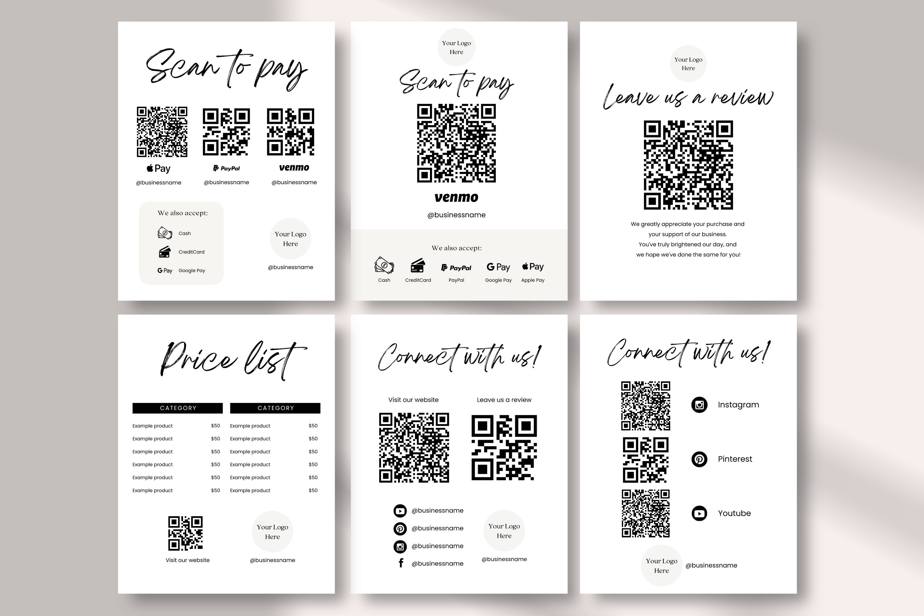 Qr Code Sign Pament Scan to Pay Sign | Qr Codes Sign I Canva Template Editable, Price List ...