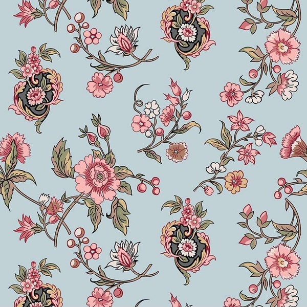 Jane Austen At Home Cassandra Fabric by Riley Blake Designs  – 100% Cotton Fabric by the Yard – Blue –C10006