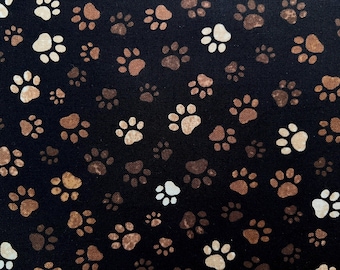 EOB - Dog Paw Print Fabric by Timeless Treasures - 100% Cotton Fabric - Black/Mud - C1846