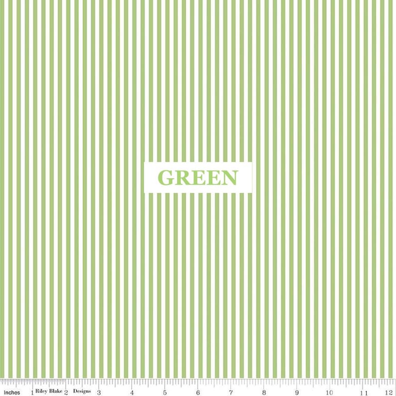 1/8" Stripe Fabric by Riley Blake Designs - 100% Cotton Fabric - Peony Pink, Mustard Yellow, Denim, Red, Black, Peacock, Navy, Gray, Green GREEN