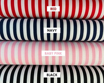 1/4" Stripe Fabric by Riley Blake Designs - 100% Cotton Fabric - Red, Navy Blue, Baby Pink, Black