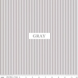 1/8" Stripe Fabric by Riley Blake Designs - 100% Cotton Fabric - Peony Pink, Mustard Yellow, Denim, Red, Black, Peacock, Navy, Gray, Green GRAY