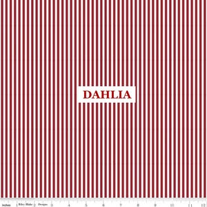 1/8" Stripe Fabric by Riley Blake Designs - 100% Cotton Fabric - Peony Pink, Mustard Yellow, Denim, Red, Black, Peacock, Navy, Gray, Green DAHLIA RED