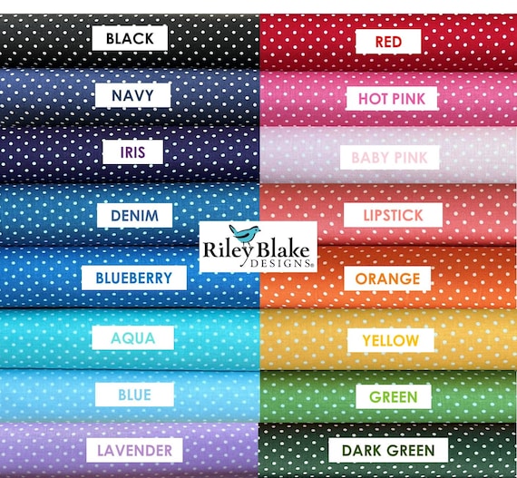 Swiss Dots by Riley Blake - 100% Cotton Fabric - Lavender, Iris, Denim, Blueberry, Aqua, Blue, Red, Hot Pink, Baby Pink, Yellow, Green