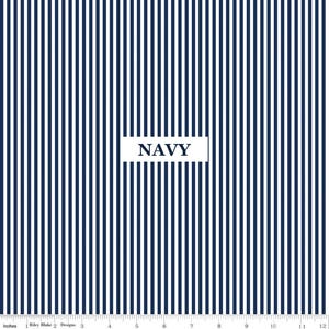 1/8" Stripe Fabric by Riley Blake Designs - 100% Cotton Fabric - Peony Pink, Mustard Yellow, Denim, Red, Black, Peacock, Navy, Gray, Green NAVY
