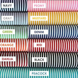 1/8" Stripe Fabric by Riley Blake Designs - 100% Cotton Fabric - Peony Pink, Mustard Yellow, Denim, Red, Black, Peacock, Navy, Gray, Green image 1
