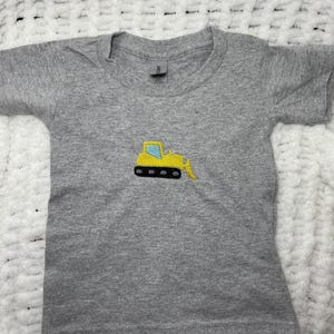 Kids Construction Truck Embroidered Shirt – Digger Dump Truck Bulldozer Tee – Toddler Boy Birthday Outfit – Construction Theme Shirt- Gift