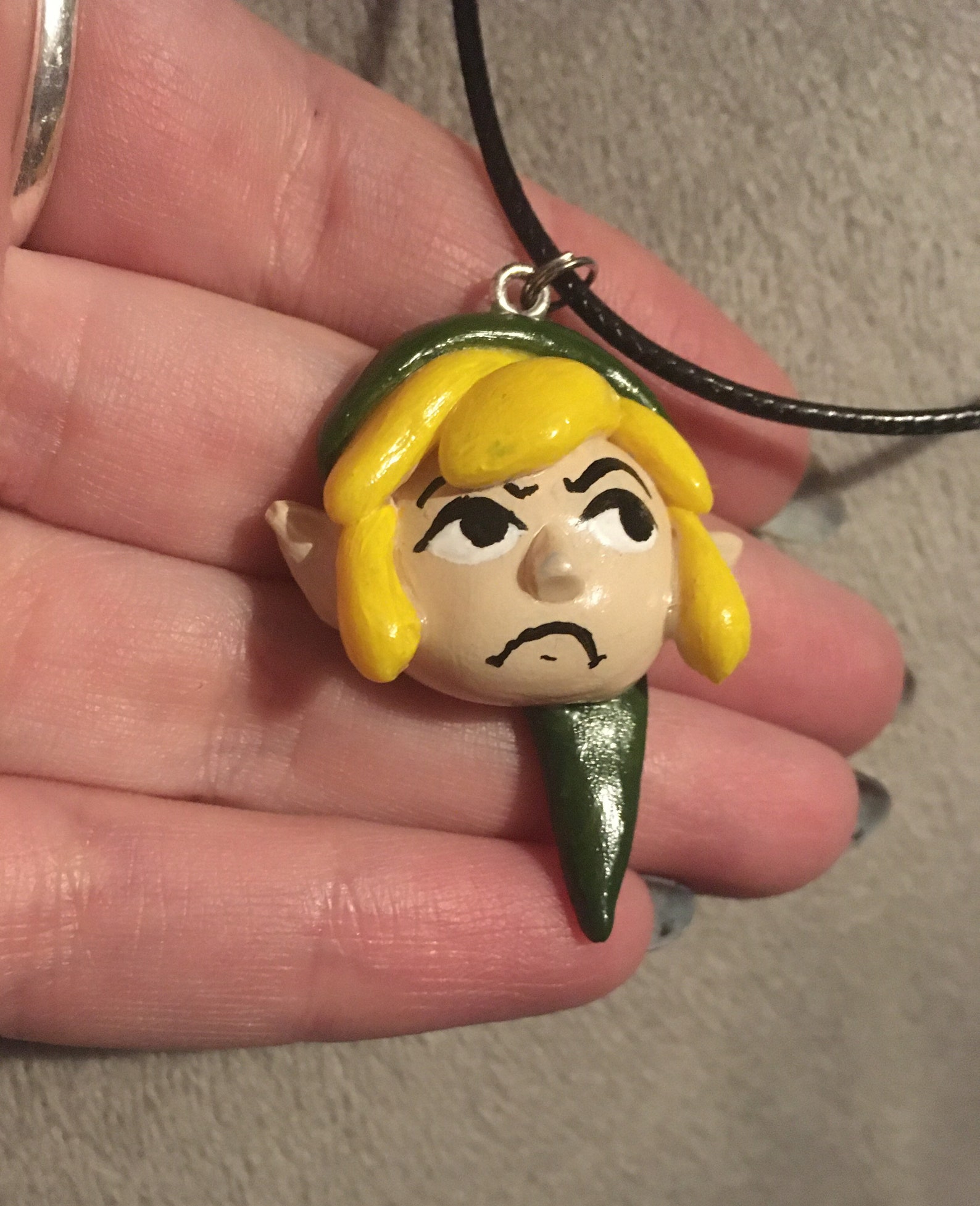 Handmade Polymer Clay Windwaker Link Necklace Zelda Hand Etsy