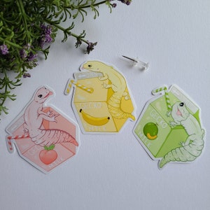Leopard gecko fruit flavored milk stickers | reptile | sticker pack | glossy vinyl | waterbottle laptop sticker | cute gift