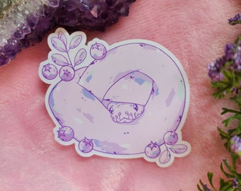 Lila Königspython mit Blaubeeren Aufkleber | glänzender Vinyl-Aufkleber | Trinkflasche Laptop Aufkleber | süßes Geschenk | Deko Aufkleber | Reptilien Dekor