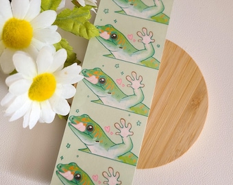 Day gecko bookmark | laminated | reptile bookmark | cute bookmark | gift for her | book lovers | gecko art | reptile decor |