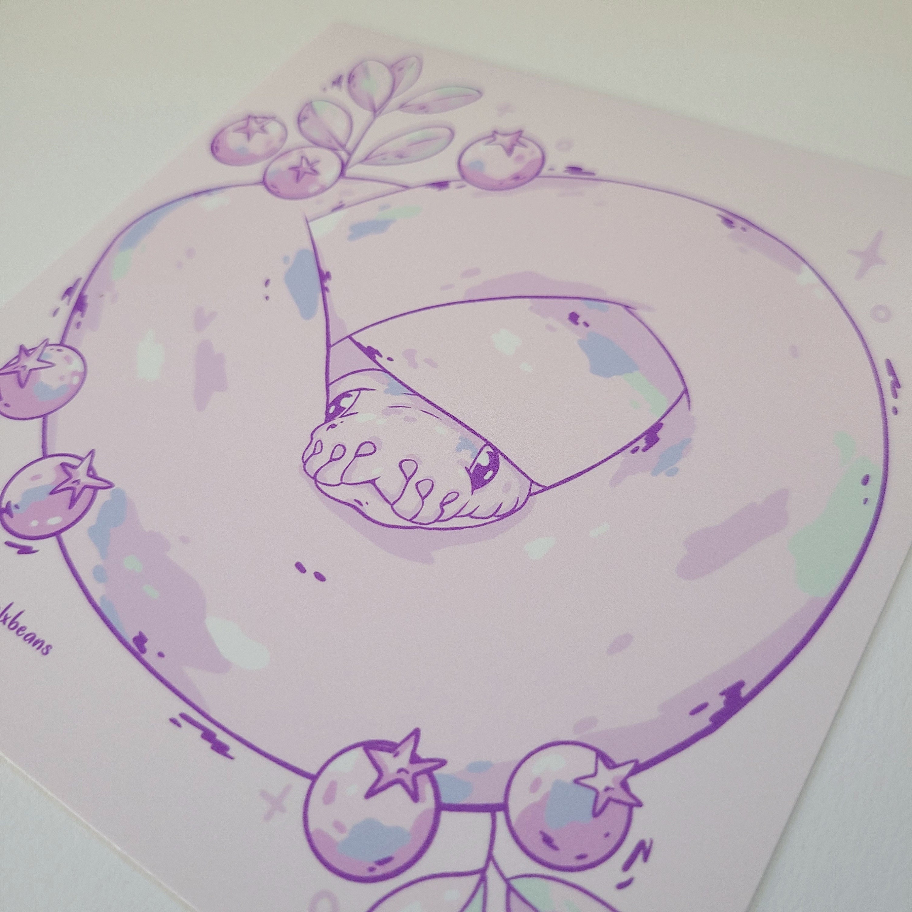 Purple Ball Python With Blueberries 5"x5" Art Print | Reptile Decor ...