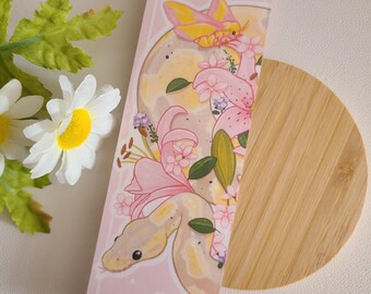Ball python bookmark | laminated | reptile bookmark | cute bookmark | gift for her | book lovers | snake art | reptile decor | moth bookmark