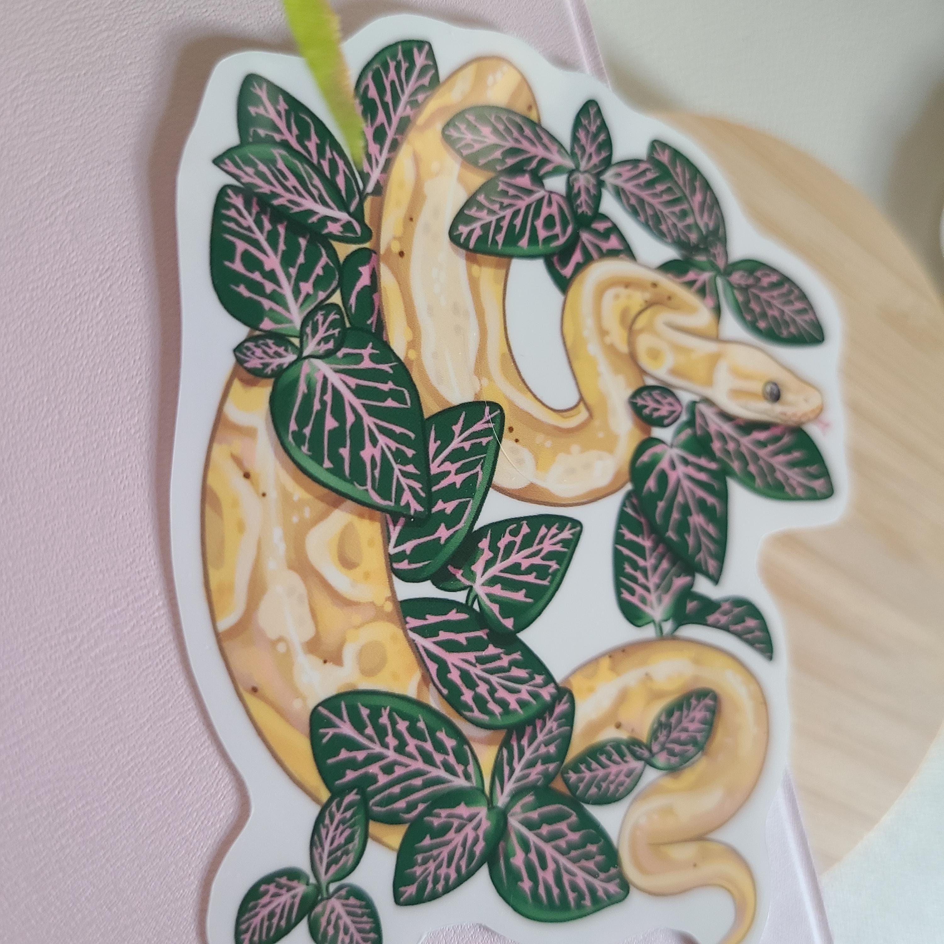 Ball Python on Fittonia Plant Sticker | Reptiles | Vinyl Glossy ...