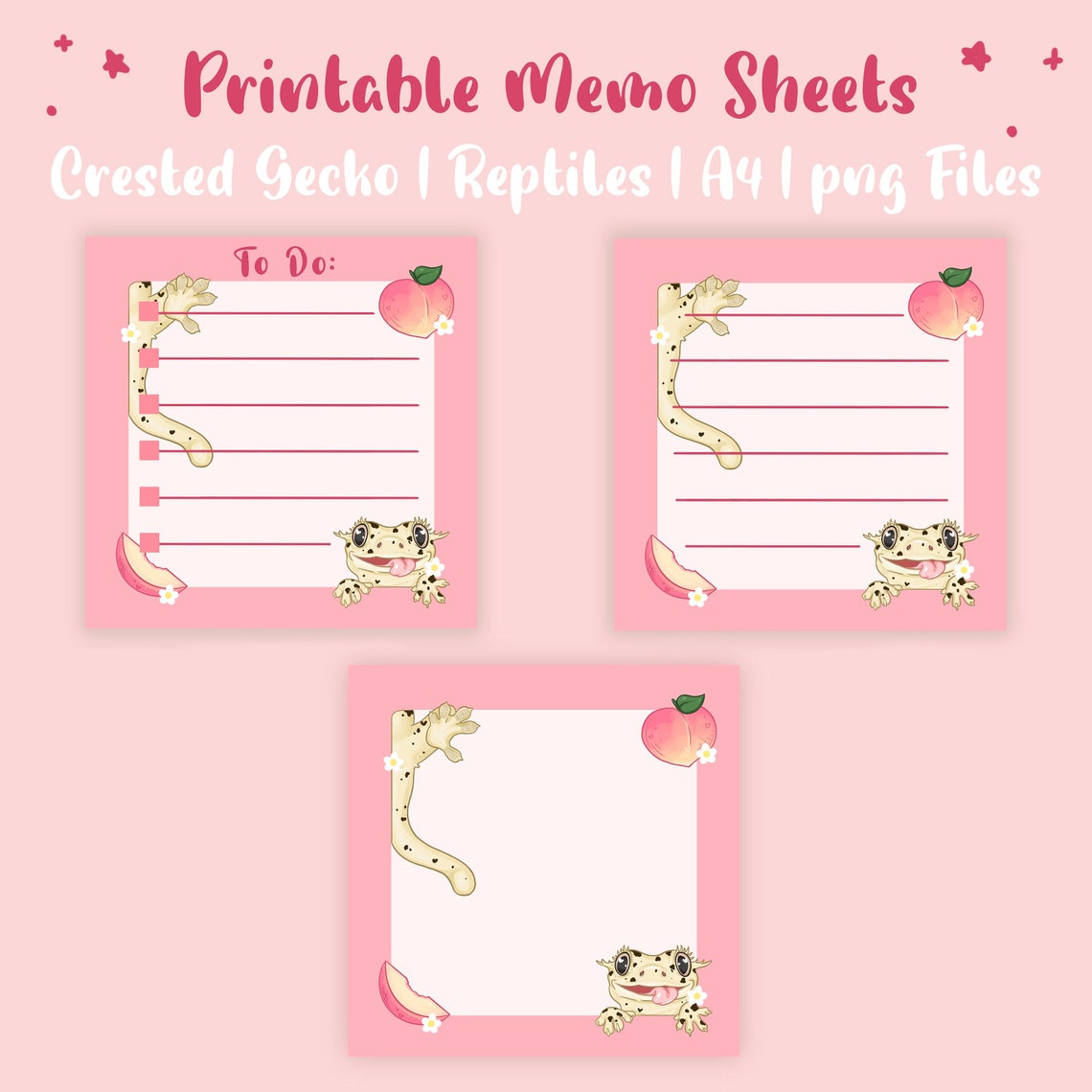 Crested Gecko Digital Download Memo Sheets | Reptiles | Memo Pad ...