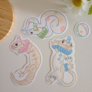 Etiquetas do réptil do palhaço | bola python | lagartixa leopardo | lagartixa de crista | vinil brilhante | waterbottle adesivo para portátil | lindo presente | adesivo engraçado