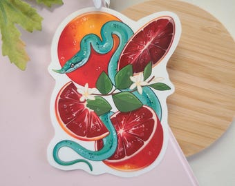 Rhino ratsnake with blood oranges sticker | reptiles | vinyl glossy | waterbottle laptop sticker | cute silly gift | reptile decor | cute