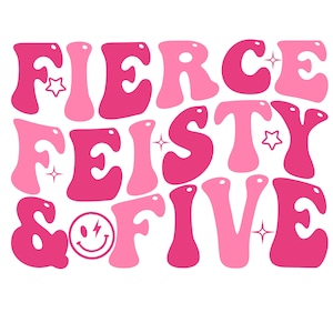 Féroce fougueux et 5 mignons 5e anniversaire PNG Svg, féroce fougueux et cinq Svg, 5 ans anniversaire Png, 5e anniversaire rose