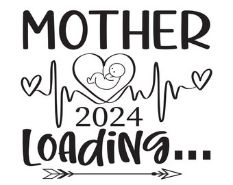 Pregnancy Announcement Svg Png, Funny Mother 2024 Loading Svg Png,  Family Fathers Day, Soon to Be Mommy Pregnancy PNG, baby Gender