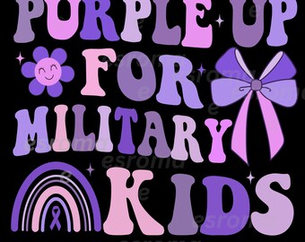 Military Child Month Svg Png, Purple Up for Military Kids Coquette Bow Svg Png, Proud Military Child Png