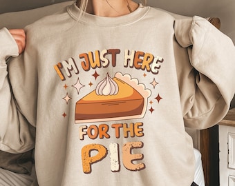 Jag är bara här för pajen Svg Png, Thanksgiving höst höst retro Png Svg,