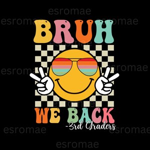 Bruh We Back 3rd Graders Svg Png, Back To School Svg, Happy First Day of School PNG, 3rd Grade Smile Face, bruh we back teachers